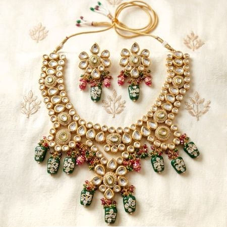 Handcrafted Royal Meenakari Kundan Bridal Necklace Set